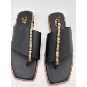 Franco Sarto Black Sandals with Gold Accents